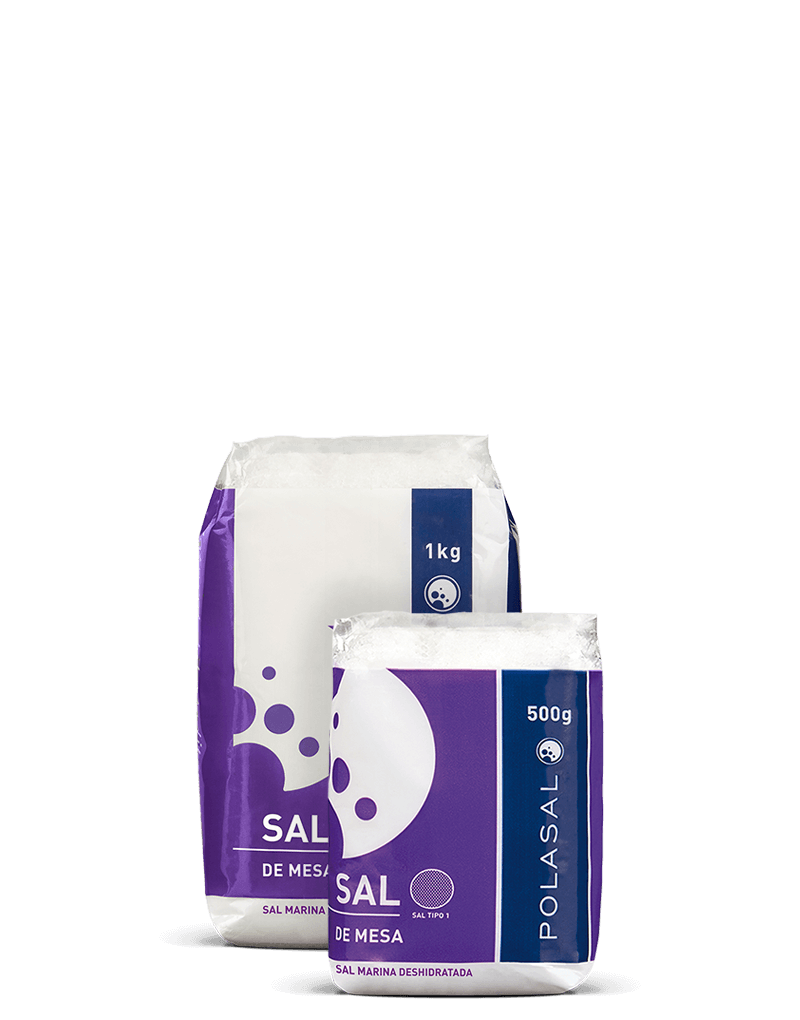 Sal fina de mesa Paquete sal tipo 1 1kg y 500g Polasal