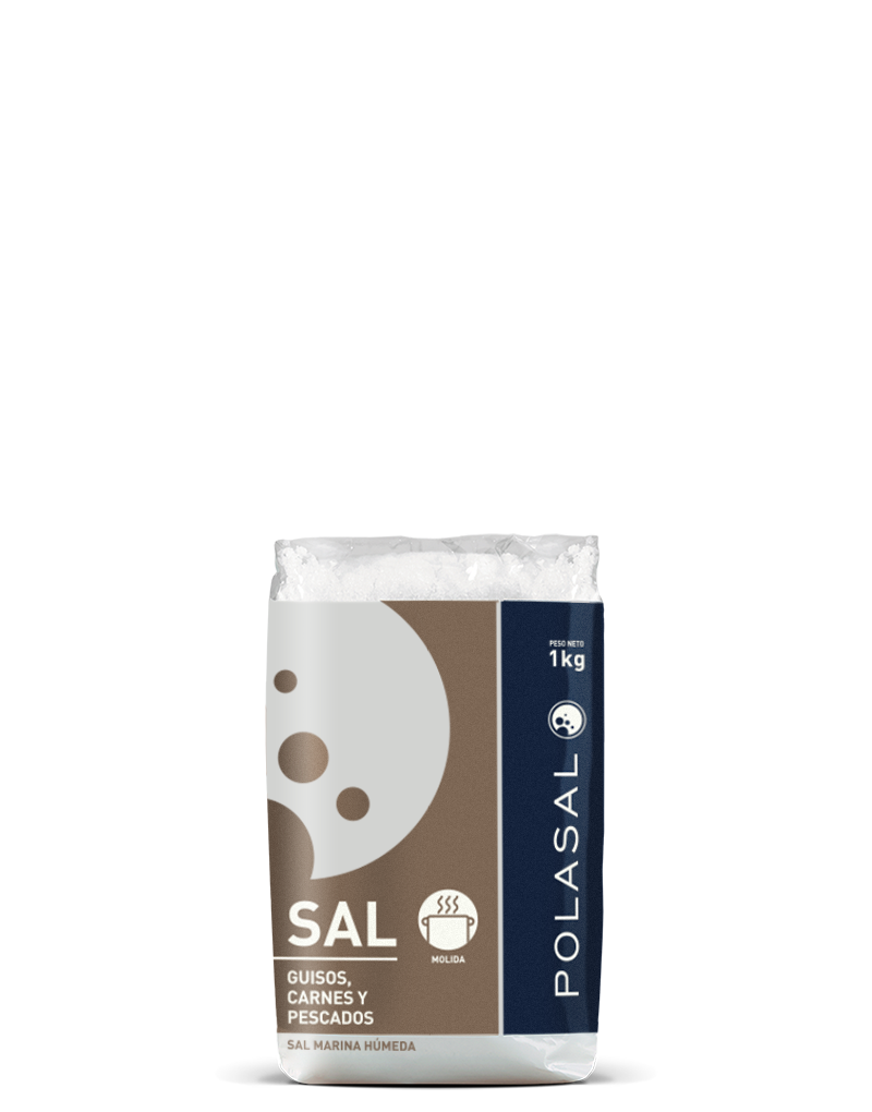 Sal húmeda fina Polasal 1kg Paquete sal molida 1kg Polasal